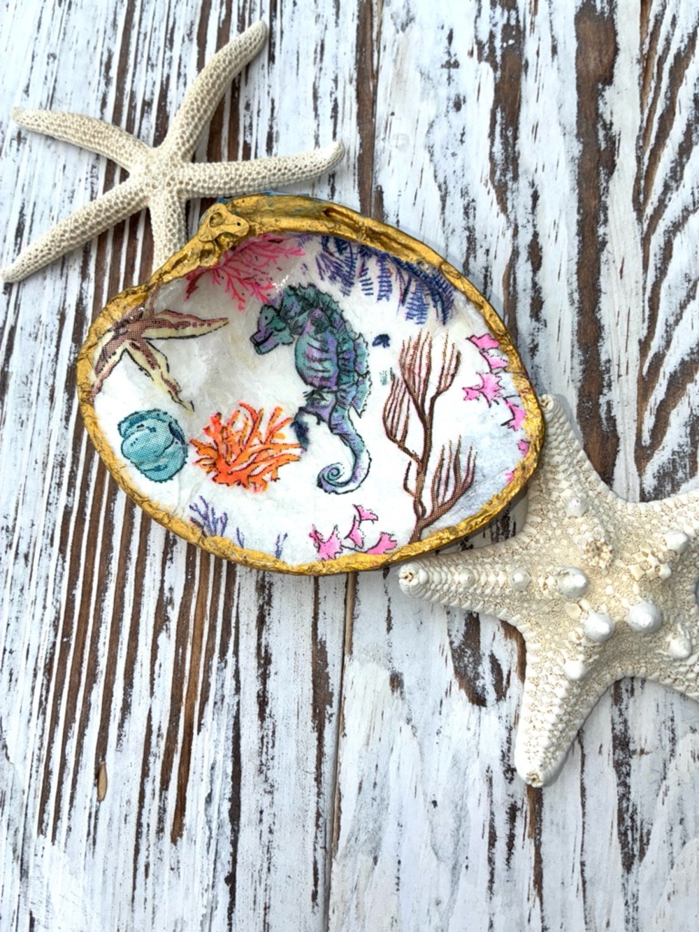 Marine Design Shell 2 Sided Ring Trinket  Dish